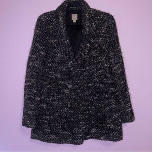 J Jill S Black Tweed Pea Coat Longline Jacket